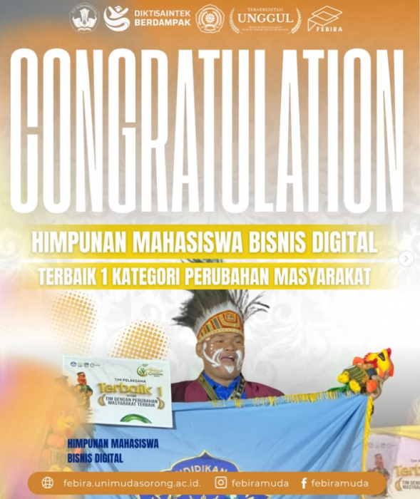 HUMANIST FEBIRA - UNIMUDA Sorong Raih Terbaik 1 Nasional di Anugerah Abdidaya Ormawa 2026