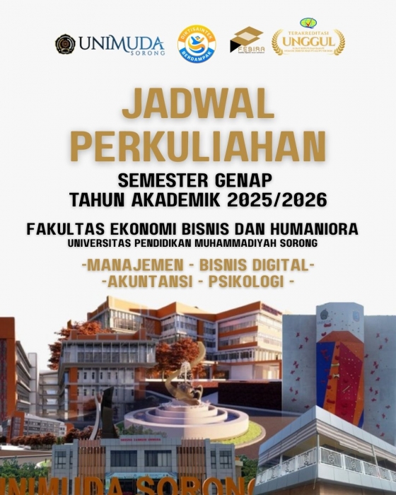 JADWAL PERKULIAHAN SEMESTER GENAP TAHUN AKADEMIK 2025/2026 FEBIRA - UNIMUDA SORONG