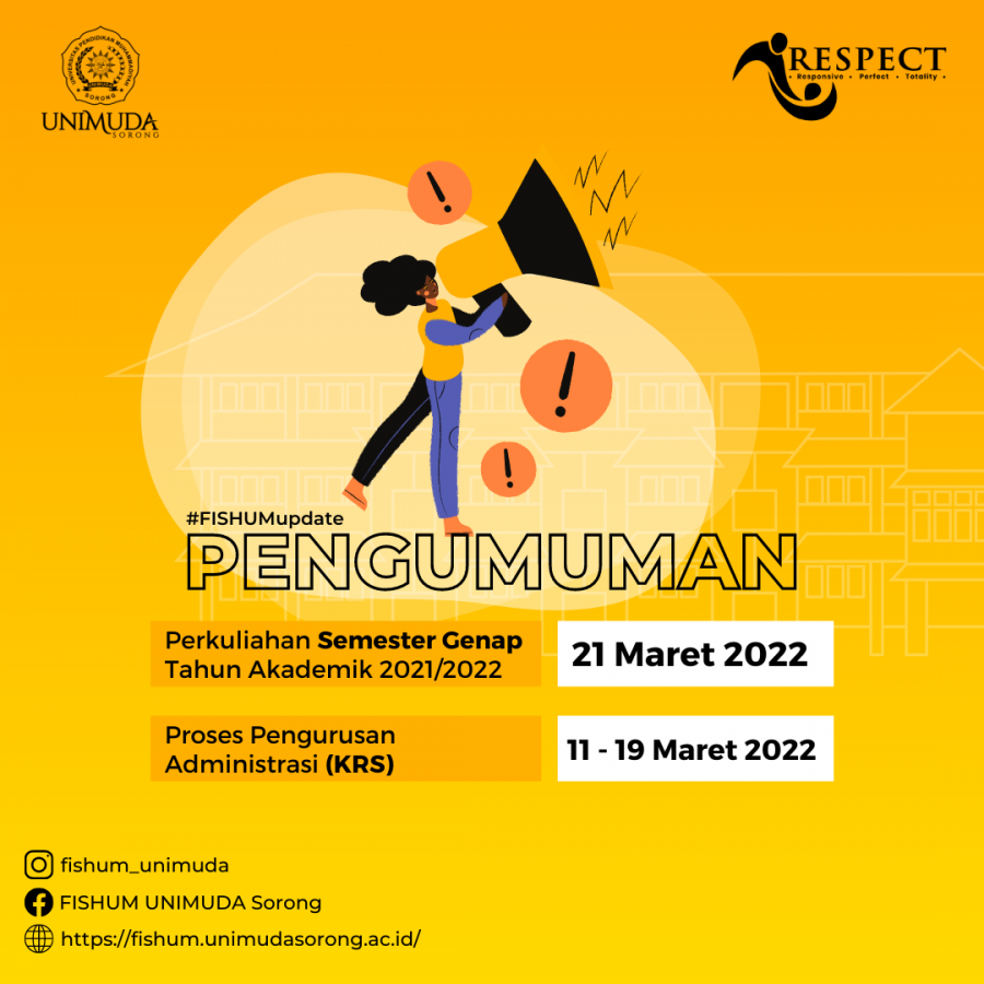 PENGUMUMAN PERKULIAHAN PERDANA SEMESTER GENAP TAHUN AKADEMIK 2021/2022