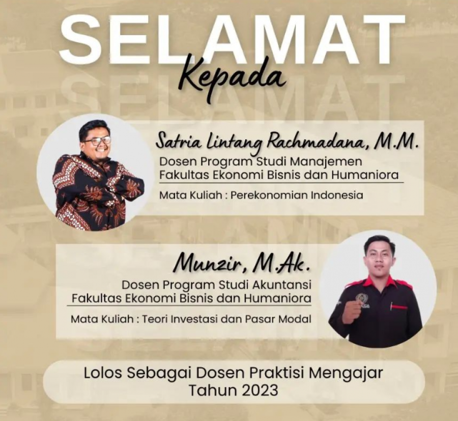 Prestasi Mengkilat: 2 Dosen FEBIRA Lolos sebagai Dosen Praktisi Mengajar Tahun 2023
