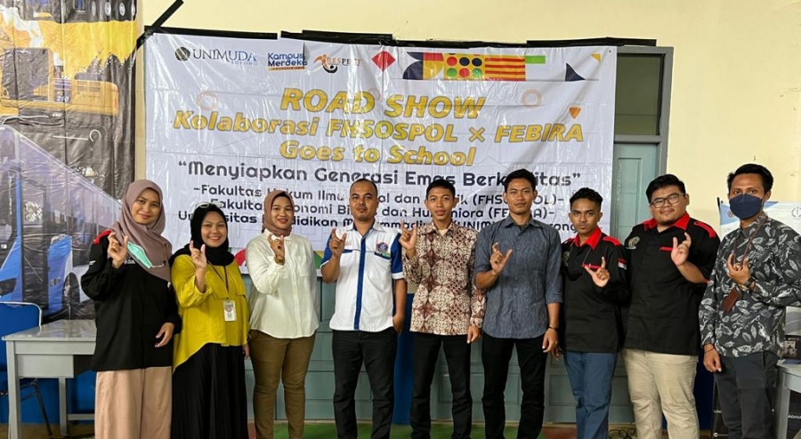 SMK Modellink Al-Mubarokah menjadi salah satu sekolah yang di kunjungi dalam Roadshow Fishum Goes to School 2022 : Kolaborasi FEBIRA dan FHSOSPOL