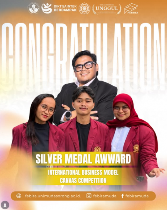 Tim SagoRoots FEBIRA UNIMUDA Sorong Raih Silver Award di International Business Model Canvas Competition 2026